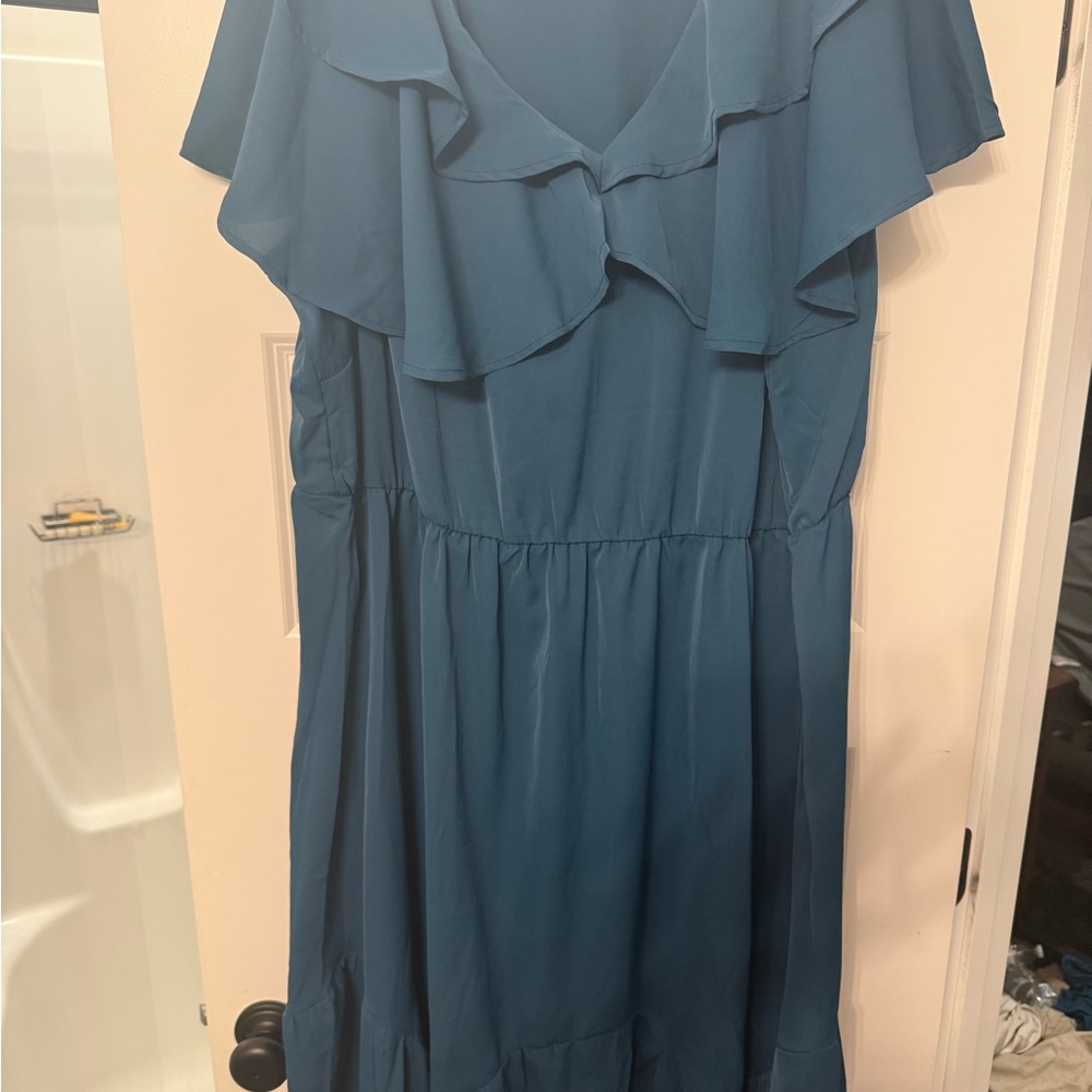 BloomChic Blue Ruffle Dress - Picture 2 of 2